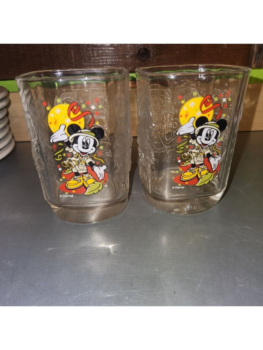Disney Mickey Mouse 2019 Animal Kingdom McDonalds Glass Tumblers Set Of 2